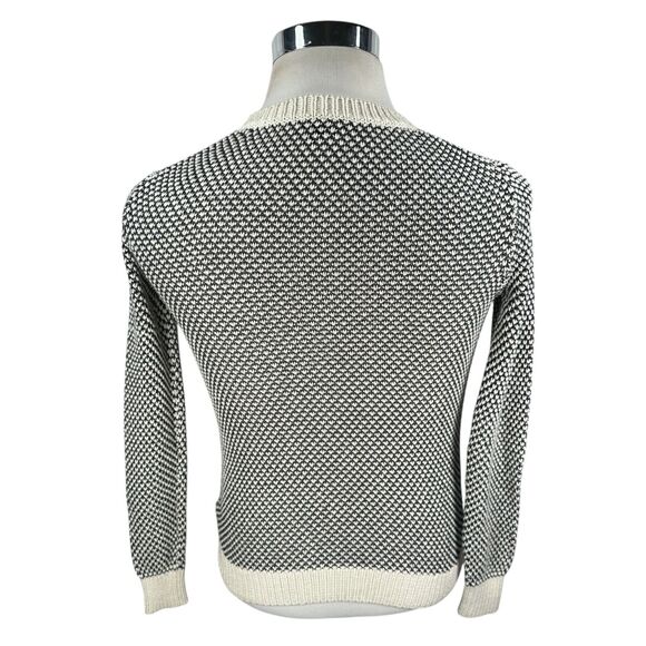 Theory Sweater Womens P Small Petites Cream Black Cotton Knit Crew Neck Pullover - Picture 5 of 10